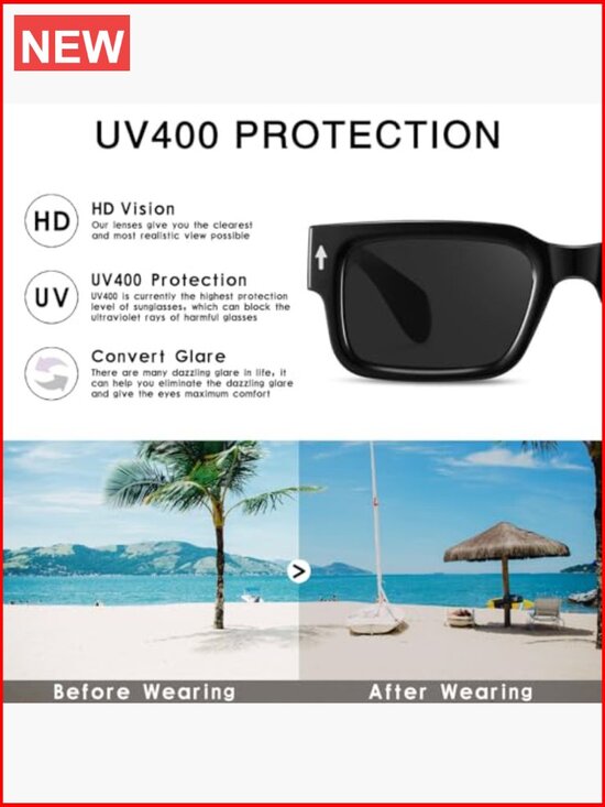 Chunky Square Frame UV400 Protection Sunglasses Unisex